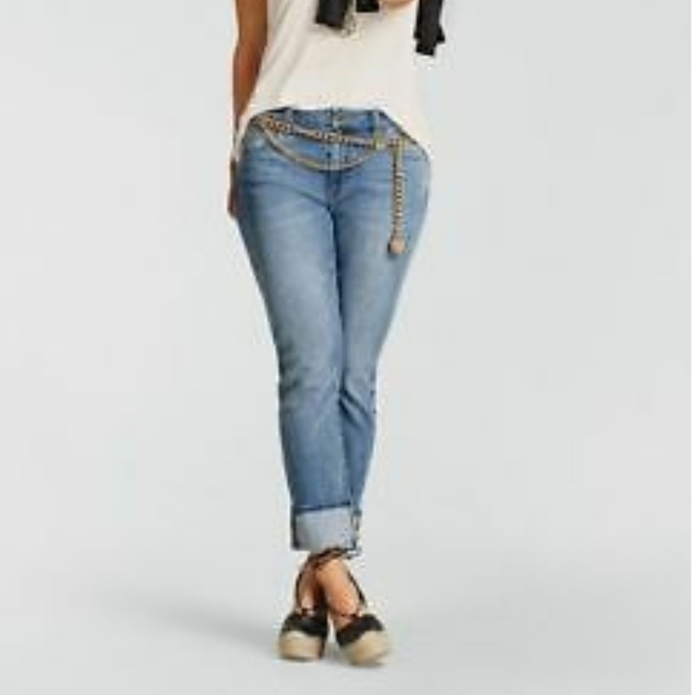 EUC CAbi light wash high straight jeans
